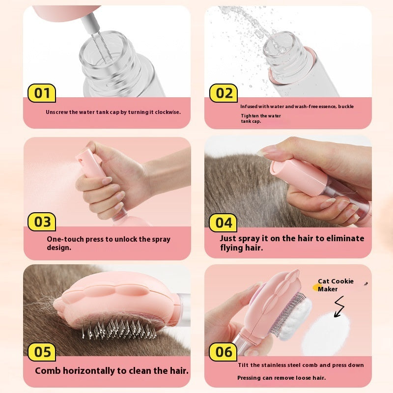 2 In 1 Self Cleaning Dog Brush Comb With Spray Pets Grooming Hair Remover Combs Brush Floating Hair Pet Grooming Brush Pet Products - PAWLUX Best Pet Supplies 