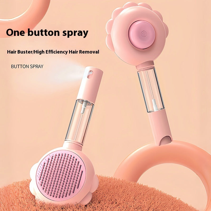 2 In 1 Self Cleaning Dog Brush Comb With Spray Pets Grooming Hair Remover Combs Brush Floating Hair Pet Grooming Brush Pet Products - PAWLUX Best Pet Supplies 