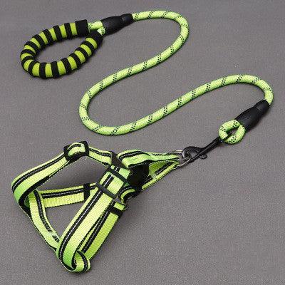 🐾 Adjustable Nylon Dog Leash with Chest Harness – Durable Pet Walking Set for Small, Medium & Large Dogs - PAWLUX Best Pet Supplies 