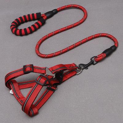 🐾 Adjustable Nylon Dog Leash with Chest Harness – Durable Pet Walking Set for Small, Medium & Large Dogs - PAWLUX Best Pet Supplies 