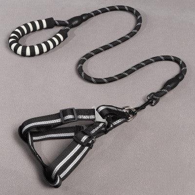 🐾 Adjustable Nylon Dog Leash with Chest Harness – Durable Pet Walking Set for Small, Medium & Large Dogs - PAWLUX Best Pet Supplies 