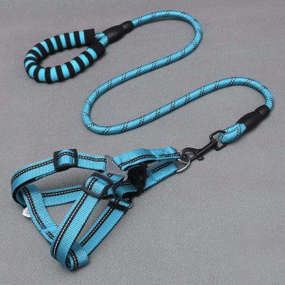 🐾 Adjustable Nylon Dog Leash with Chest Harness – Durable Pet Walking Set for Small, Medium & Large Dogs - PAWLUX Best Pet Supplies 