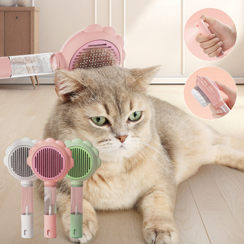 2 In 1 Self Cleaning Dog Brush Comb With Spray Pets Grooming Hair Remover Combs Brush Floating Hair Pet Grooming Brush Pet Products - PAWLUX Best Pet Supplies 